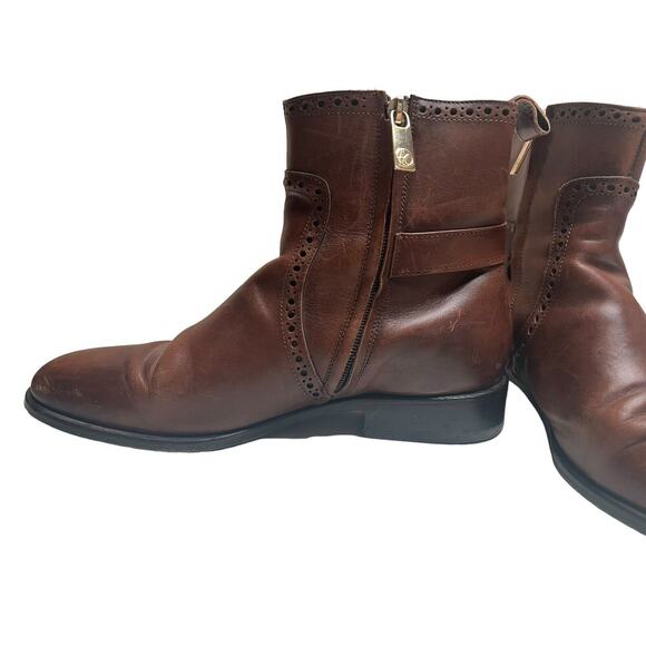 Franco Cuadra Brogue Buckle Zip Brown Leather Riding Boots SZ 9 US / 26 MEX - Picture 7 of 9